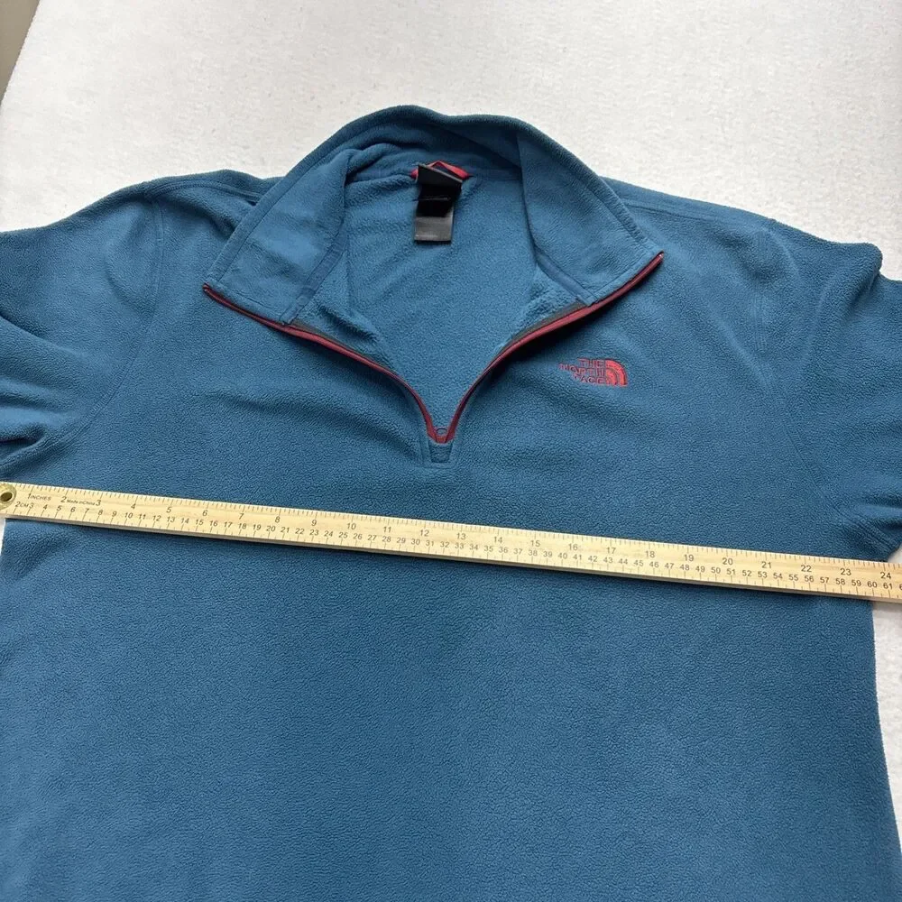 North Face Jacket Mens Large Blue Polartec Fleece Quarter Zip Pullover Hiking